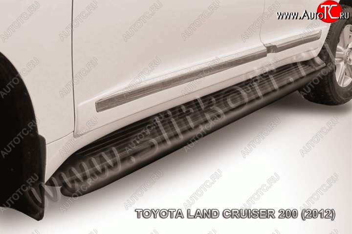 9 649 р. Защита штатного порога d42 Slitkoff  Toyota Land Cruiser  200 (2012-2015) 1-ый рестайлинг (Цвет: серебристый)  с доставкой в г. Керчь