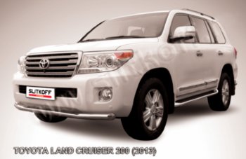 Защита переднего бампера Slitkoff (Ø76 мм) Toyota Land Cruiser  200 (2012-2015) 1-ый рестайлинг