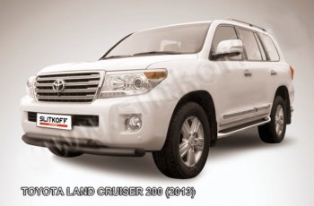 21 349 р. Защита переднего бампера Slitkoff (Ø76 и 57 мм)  Toyota Land Cruiser  200 (2012-2015) 1-ый рестайлинг (Нержавейка полированная)  с доставкой в г. Керчь. Увеличить фотографию 2