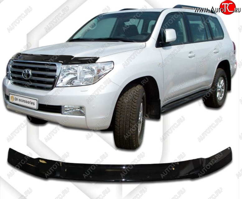1 999 р. Дефлектор капота CA-Plastiс  Toyota Land Cruiser  200 (2012-2015) 1-ый рестайлинг (Classic черный, Без надписи)  с доставкой в г. Керчь