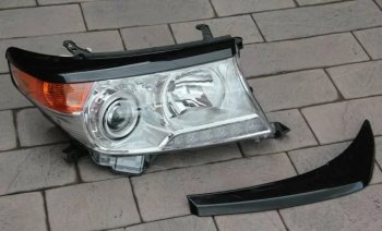 889 р. Реснички на фары KURAJ Toyota Land Cruiser 200 дорестайлинг (2007-2012) (Неокрашенные)  с доставкой в г. Керчь. Увеличить фотографию 2
