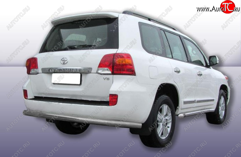 12 949 р. Защита заднего бампера Slitkoff (Ø 76 мм)  Toyota Land Cruiser  200 (2012-2015) 1-ый рестайлинг (Сталь с полимерным покрытием. Цвет: серебристый)  с доставкой в г. Керчь