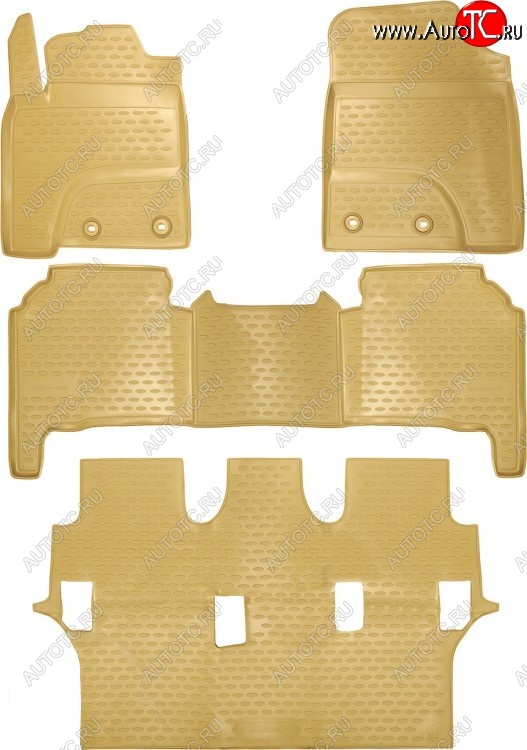 3 199 р. Комплект ковриков в салон Element (4 шт, полиуретан, бежевые) Toyota Land Cruiser 200 1-ый рестайлинг (2012-2015)  с доставкой в г. Керчь