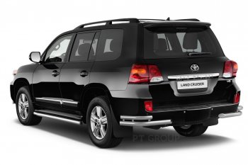 20 949 р. Защита порогов из трубы Ø51 Petroil Tuning Toyota Land Cruiser 200 2-ой рестайлинг (2015-2021) (Нержавеющая полированная сталь)  с доставкой в г. Керчь. Увеличить фотографию 2