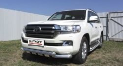 Защита переднего бампера из труб диаметрами по 76 мм с зубьями Slitkoff Toyota Land Cruiser  200 (2015-2021) 2-ой рестайлинг