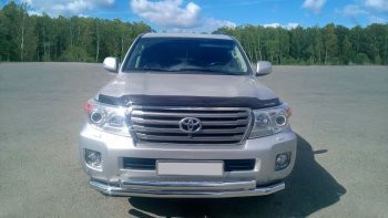 28 649 р. Защита переднего бампера двойная из труб d63/63 мм Petroil Tuning  Toyota Land Cruiser  200 (2015-2021) 2-ой рестайлинг (Нержавеющая полированная сталь)  с доставкой в г. Керчь. Увеличить фотографию 3