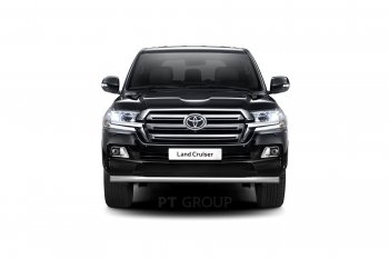 21 589 р. Защита переднего бампера одинарная из трубы d63 мм Petroil Tuning  Toyota Land Cruiser  200 (2015-2021) 2-ой рестайлинг (Нержавеющая полированная сталь)  с доставкой в г. Керчь. Увеличить фотографию 2