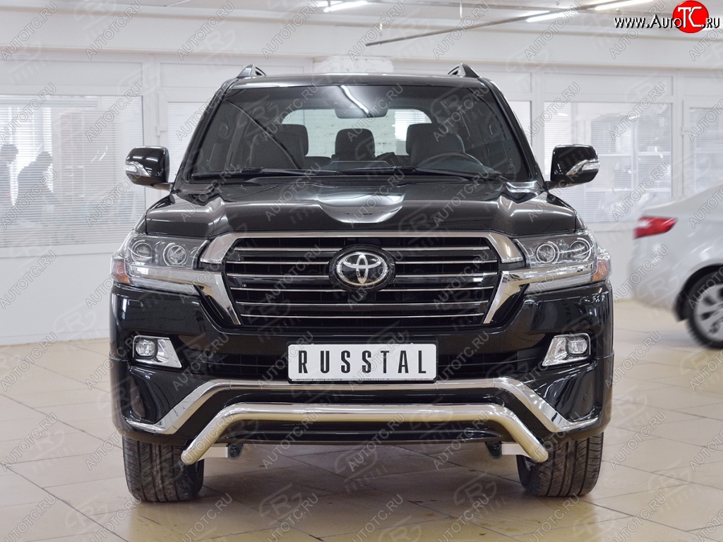 19 449 р. Защита переднего бампера (Ø63 мм волна, нержавейка) SLITKOFF  Toyota Land Cruiser  200 (2015-2021) 2-ой рестайлинг  с доставкой в г. Керчь