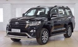 24 849 р. Защита переднего бампера (2 трубыØ76 и 63 мм, нержавейка) SLITKOFF  Toyota Land Cruiser  200 (2015-2021) 2-ой рестайлинг  с доставкой в г. Керчь. Увеличить фотографию 2