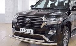 24 849 р. Защита переднего бампера (2 трубыØ76 и 63 мм, нержавейка) SLITKOFF  Toyota Land Cruiser  200 (2015-2021) 2-ой рестайлинг  с доставкой в г. Керчь. Увеличить фотографию 3
