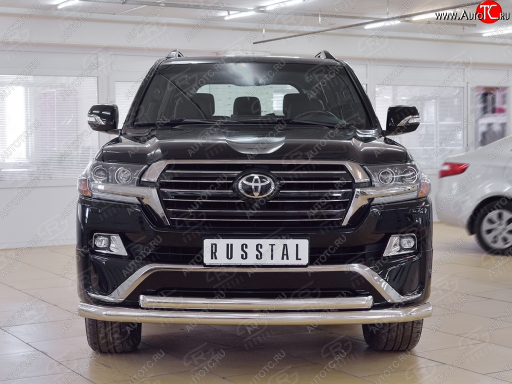 24 849 р. Защита переднего бампера (2 трубыØ76 и 63 мм, нержавейка) SLITKOFF  Toyota Land Cruiser  200 (2015-2021) 2-ой рестайлинг  с доставкой в г. Керчь