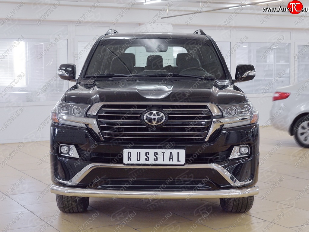 19 449 р. Защита переднего бампера из трубы диаметром 76 мм SLITKOFF (длинная)  Toyota Land Cruiser  200 (2015-2021) 2-ой рестайлинг  с доставкой в г. Керчь
