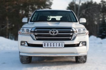 Одинарная защита переднего бампера диаметром 76 мм SLITKOFF Toyota Land Cruiser  200 (2015-2021) 2-ой рестайлинг