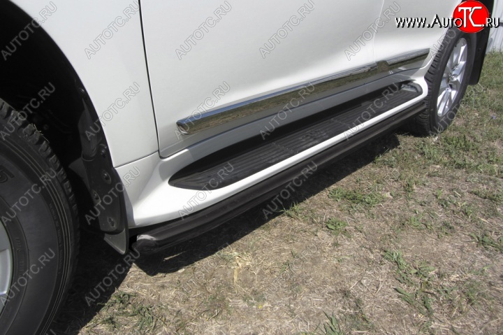 11 999 р. Защита штатного порога d57 Slitkoff  Toyota Land Cruiser  200 (2015-2021) 2-ой рестайлинг (Цвет: серебристый)  с доставкой в г. Керчь