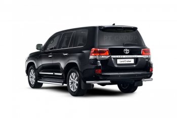 Защита заднего бампера Petroil Tuning (уголки, d63) Toyota Land Cruiser  200 (2015-2021) 2-ой рестайлинг (Нержавеющая полированная сталь)