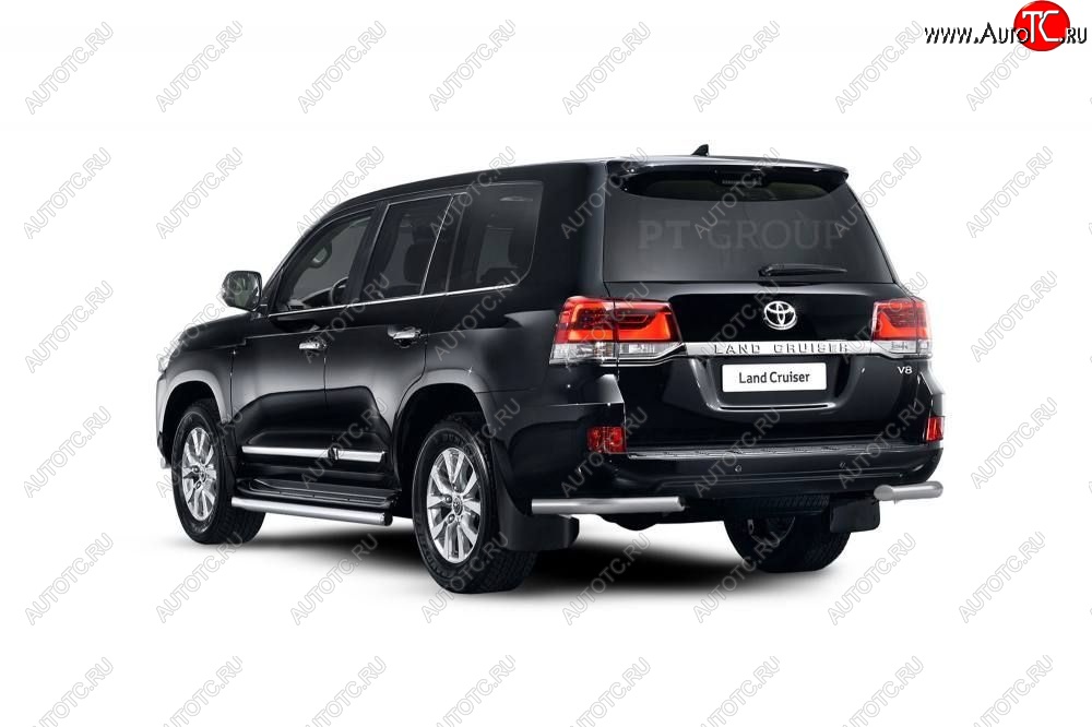 21 869 р. Защита заднего бампера Petroil Tuning (уголки, d63)  Toyota Land Cruiser  200 (2015-2021) 2-ой рестайлинг (Нержавеющая полированная сталь)  с доставкой в г. Керчь