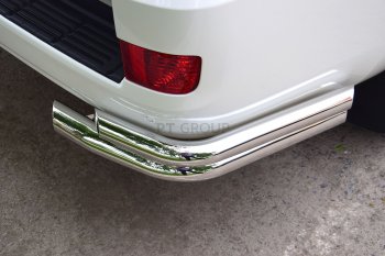 Защита заднего бампера Petroil Tuning (уголки двойные, d63/51) Toyota Land Cruiser  200 (2015-2021) 2-ой рестайлинг (Нержавеющая полированная сталь)