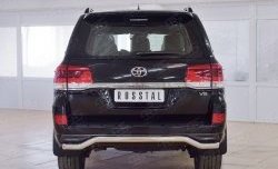 Защита заднего бампера (Ø63 мм волна, нержавейка) SLITKOFF Toyota Land Cruiser  200 (2015-2021) 2-ой рестайлинг