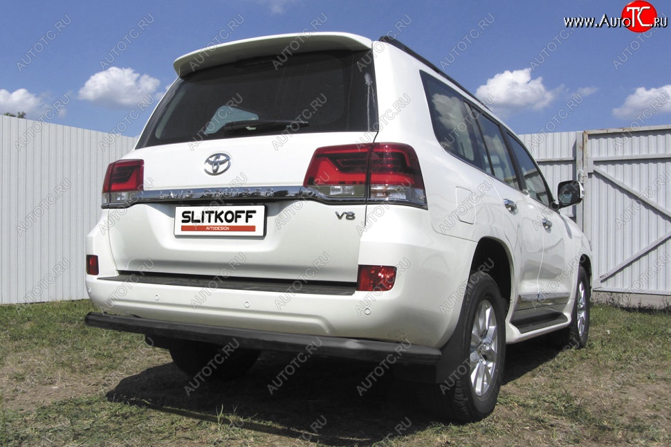 12 949 р. Защита задняя Slitkoff  Toyota Land Cruiser  200 (2015-2021) 2-ой рестайлинг (Цвет: серебристый)  с доставкой в г. Керчь