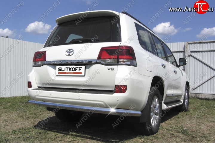 18 549 р. Защита заднего бампера из трубы диаметром 76 мм Slitkoff  Toyota Land Cruiser  200 (2015-2021) 2-ой рестайлинг (Цвет: нержавеющая полированная сталь)  с доставкой в г. Керчь