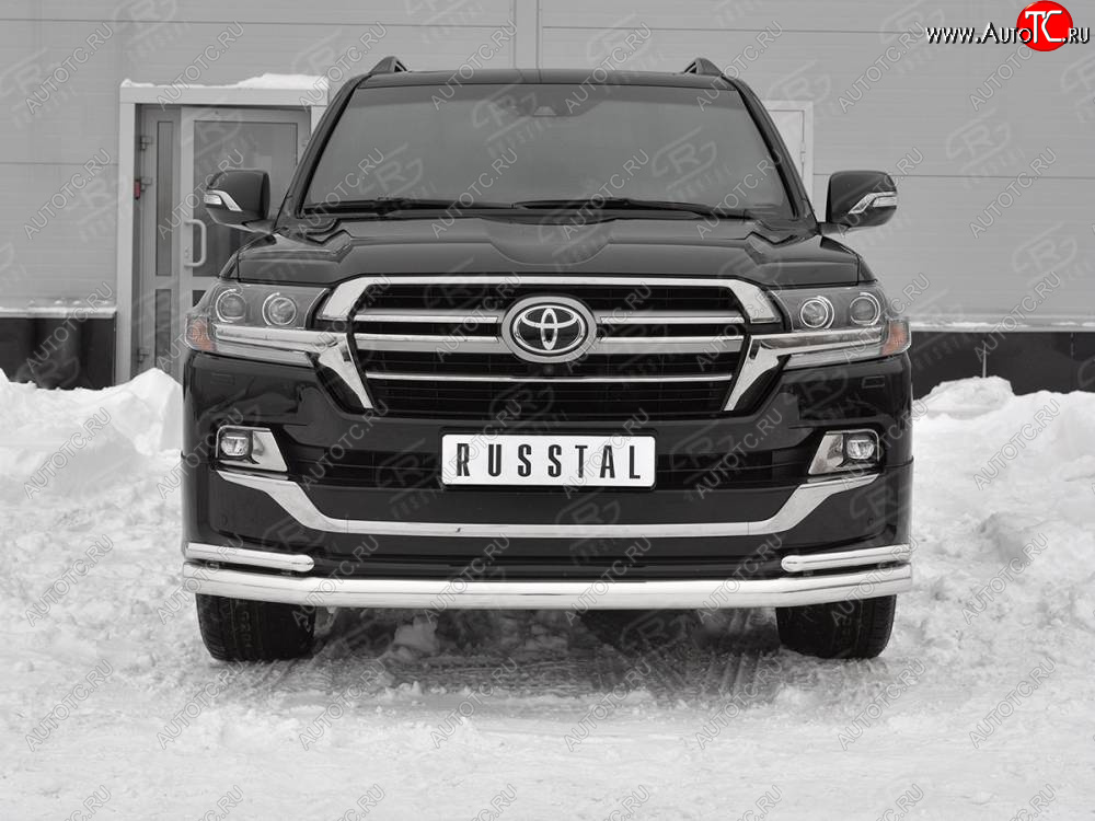22 999 р. Защита переднего бампера (2 трубы Ø 76 и 42 мм, нержавейка, EXECUTIVE LOUNGE)  Toyota Land Cruiser  200 (2015-2021) 2-ой рестайлинг  с доставкой в г. Керчь
