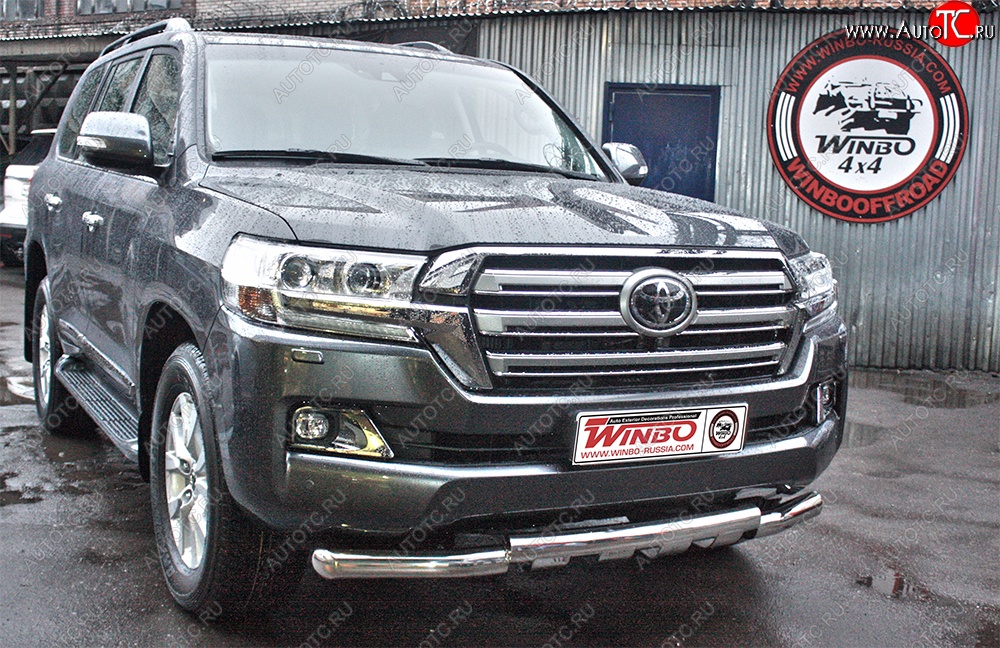 15 499 р. Защита переднего бампера WINBO (Ø76 мм, нержавейка)  Toyota Land Cruiser  200 (2015-2021) 2-ой рестайлинг  с доставкой в г. Керчь