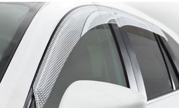 2 399 р. Дефлектора окон CA-Plastic  Toyota Land Cruiser  200 (2015-2021) 2-ой рестайлинг (Серия Art белая, Без хром.молдинга, Крепление только на скотч)  с доставкой в г. Керчь. Увеличить фотографию 2