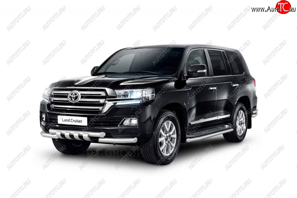 22 749 р. Защита порогов Petroil Tuning d63  Toyota Land Cruiser  200 (2015-2021) 2-ой рестайлинг (Нержавеющая полированная сталь)  с доставкой в г. Керчь
