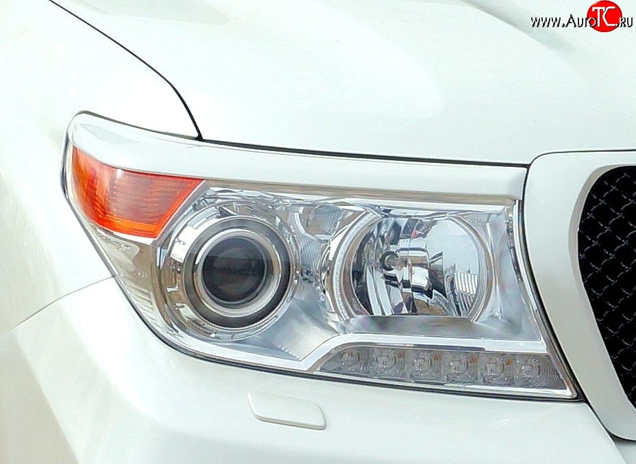 2 299 р. Реснички на фары Style Toyota Land Cruiser 200 дорестайлинг (2007-2012) (Неокрашенные)  с доставкой в г. Керчь