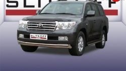 Двойная защита переднего бампера из труб диаметрами по 57 мм Slitkoff Toyota Land Cruiser  200 (2007-2012) дорестайлинг