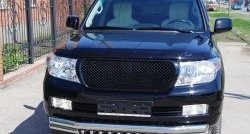 Тройная защита переднего бампера d76 мм с зубьями Металл Дизайн Toyota Land Cruiser  200 (2007-2012) дорестайлинг (полированная нержавейка)