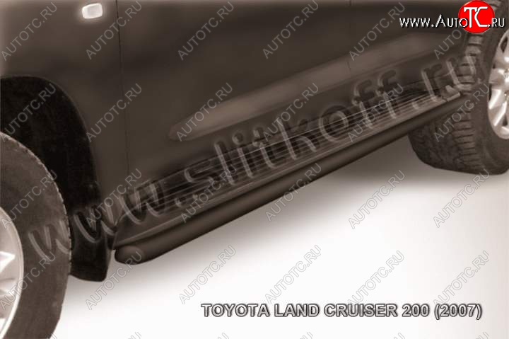 9 649 р. Защита штатного порога d42 Slitkoff  Toyota Land Cruiser  200 (2007-2012) дорестайлинг (Цвет: серебристый)  с доставкой в г. Керчь