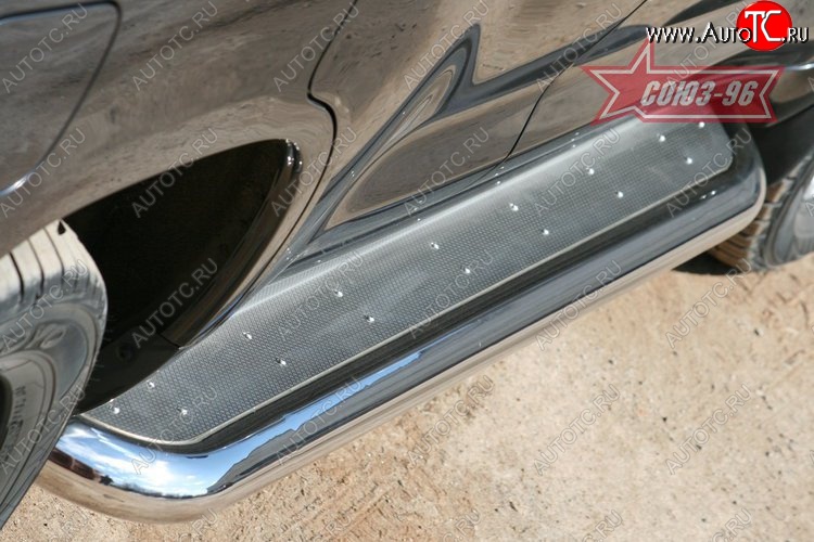 42 749 р. Защита порогов с листом Souz-96 (d60) v1. Toyota Land Cruiser 200 дорестайлинг (2007-2012)  с доставкой в г. Керчь