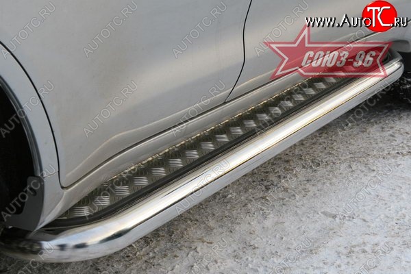 33 299 р. Защита порогов с алюминиевым листом Souz-96 Toyota Land Cruiser 200 дорестайлинг (2007-2012)  с доставкой в г. Керчь