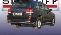 Двойная защита заднего бампера из трёх труб диаметром 76 и 42 мм Slitkoff Toyota Land Cruiser  200 (2007-2012) дорестайлинг