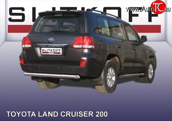 14 099 р. Защита заднего бампера из короткой трубы диаметром 76 мм Slitkoff Toyota Land Cruiser 200 дорестайлинг (2007-2012) (Цвет: нержавеющая полированная сталь)  с доставкой в г. Керчь