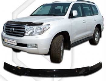 2 099 р. Дефлектор капота CA-Plastic Toyota Land Cruiser 200 дорестайлинг (2007-2012) (серия Classic черный, Без надписи)  с доставкой в г. Керчь. Увеличить фотографию 2