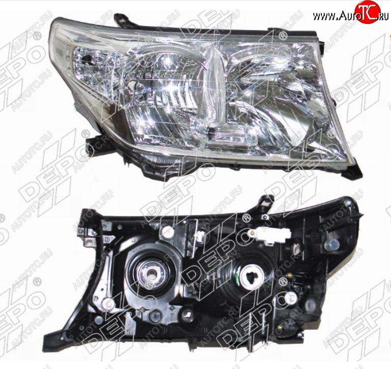 9 299 р. Правая фара (не ксенон, под электрокорректор, Евросвет) DEPO Toyota Land Cruiser 200 дорестайлинг (2007-2012)  с доставкой в г. Керчь