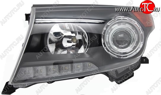 9 999 р. Левая фара SAT (чёрная Brownstone)  Toyota Land Cruiser  200 (2007-2015) дорестайлинг, 1-ый рестайлинг  с доставкой в г. Керчь