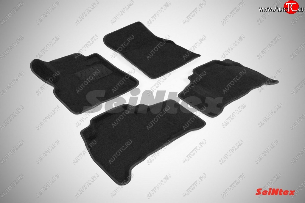 6 199 р. Износостойкие коврики в салон SeiNtex Premium 3D 4 шт. (ворсовые, черные)  Toyota Land Cruiser  200 (2007-2012) дорестайлинг  с доставкой в г. Керчь