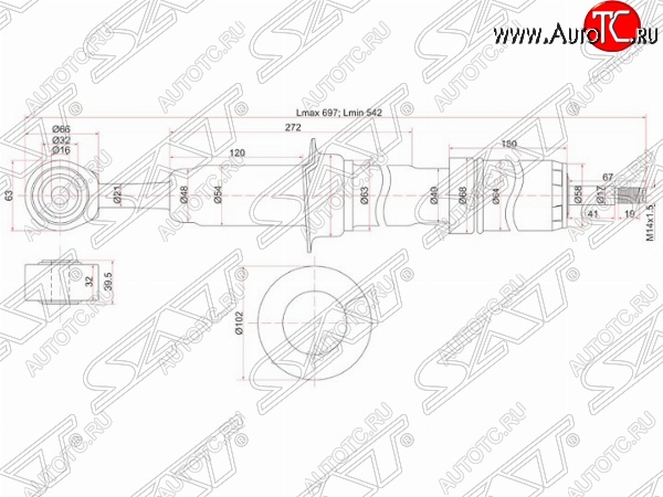 3 689 р. Амортизатор передний SAT (установка на левую или правую сторону) Toyota Land Cruiser 200 2-ой рестайлинг (2015-2021)  с доставкой в г. Керчь