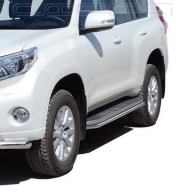 Защита порогов ТехноСфера (Техно Сфера) (нержавейка, 40 mm) Toyota Land Cruiser Prado  J150 (2009-2017) дорестайлинг, 1-ый рестайлинг