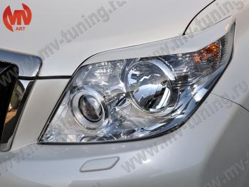 1 599 р. Реснички на фары JAOS Toyota Land Cruiser Prado J150 дорестайлинг (2009-2013) (Неокрашенные)  с доставкой в г. Керчь. Увеличить фотографию 2