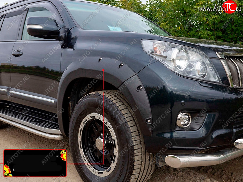 6 999 р. Расширитель арки RA (вылет 30 мм, передний правый) Toyota Land Cruiser Prado J150 дорестайлинг (2009-2013) (Поверхность шагрень)  с доставкой в г. Керчь