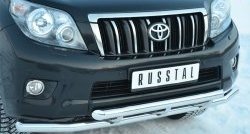 24 649 р. Защита переднего бампера (2 трубыØ63 мм, нержавейка) SLITKOFF  Toyota Land Cruiser Prado  J150 (2009-2013) дорестайлинг  с доставкой в г. Керчь. Увеличить фотографию 2