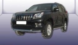 Двойная защита переднего бампера из двух труб диаметром 76 и 57 мм Slitkoff Toyota Land Cruiser Prado  J150 (2009-2013) дорестайлинг