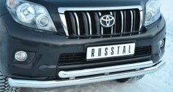 25 499 р. Защита переднего бампера (2 трубыØ76 и 63 мм, нержавейка) SLITKOFF  Toyota Land Cruiser Prado  J150 (2009-2013) дорестайлинг  с доставкой в г. Керчь. Увеличить фотографию 2