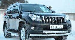 25 499 р. Защита переднего бампера (2 трубыØ76 и 63 мм, нержавейка) SLITKOFF  Toyota Land Cruiser Prado  J150 (2009-2013) дорестайлинг  с доставкой в г. Керчь. Увеличить фотографию 4