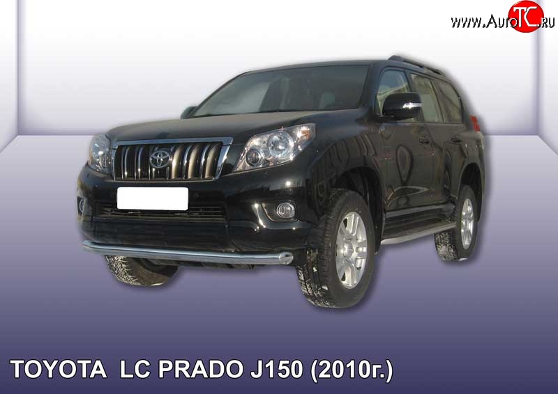 13 849 р. Одинарная защита переднего бампера диаметром 76 мм Slitkoff  Toyota Land Cruiser Prado  J150 (2009-2013) дорестайлинг (Цвет: нержавеющая полированная сталь)  с доставкой в г. Керчь