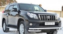 23 949 р. Защита переднего бампера (Ø63 мм с углами, нержавейка) SLITKOFF  Toyota Land Cruiser Prado  J150 (2009-2013) дорестайлинг  с доставкой в г. Керчь. Увеличить фотографию 4